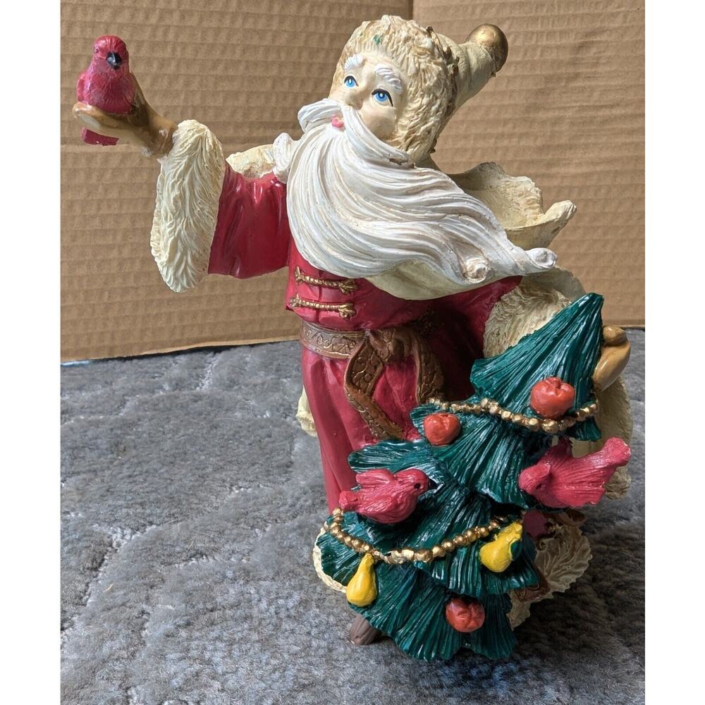 Midwest Cannon Falls VTG Santa Figurine With Tree Cardinals Old World Saint 7"